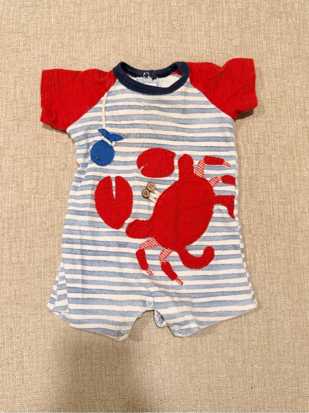 Mud Pie Red & Blue Striped Crab One-Piece
